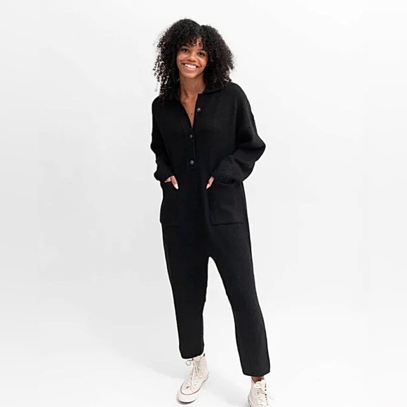 Smash + Tess Pants - SMASH + TESS Black Women's Knit Jumpsuit M/L